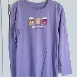 NWOT Life is Good "Keep It Simple" long sleeve Crusher tee - size medium